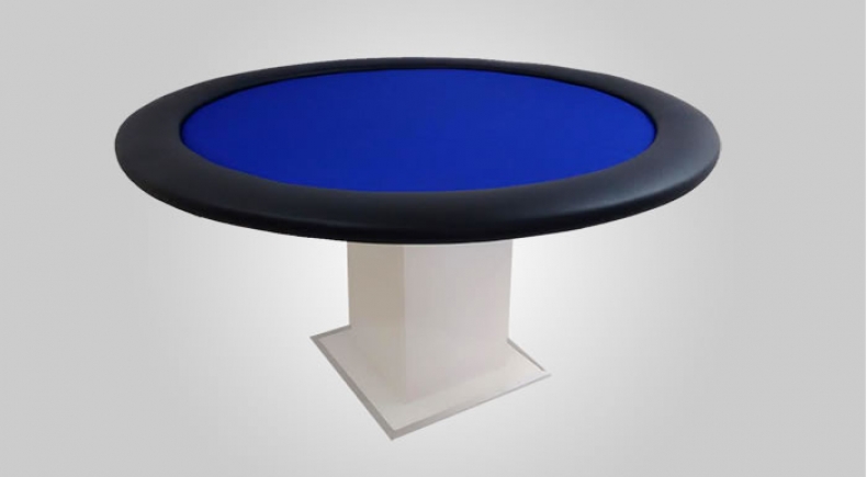 Mesa Redonda para Jogos de Cartas com Feltro Azul - R2